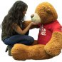 5 Ft Giant Teddy Bear 60 Inch Soft Cinnamon Brown Color Wears HE LOVES ME Tshirt