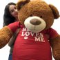 5 Ft Giant Teddy Bear 60 Inch Soft Cinnamon Brown Color Wears HE LOVES ME Tshirt