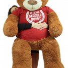 5 Foot Giant Brown Teddy Bear Soft 60 Inch, Wears T-shirt Official Snuggle Buddy