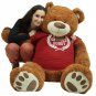 5 Foot Giant Brown Teddy Bear Soft 60 Inch, Wears T-shirt Official Snuggle Buddy