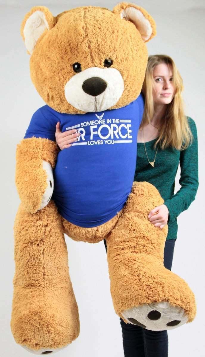 Air Force Giant 5 ft Teddy Bear Wears T-shirt SOMEONE IN THE AIR FORCE LOVES YOU
