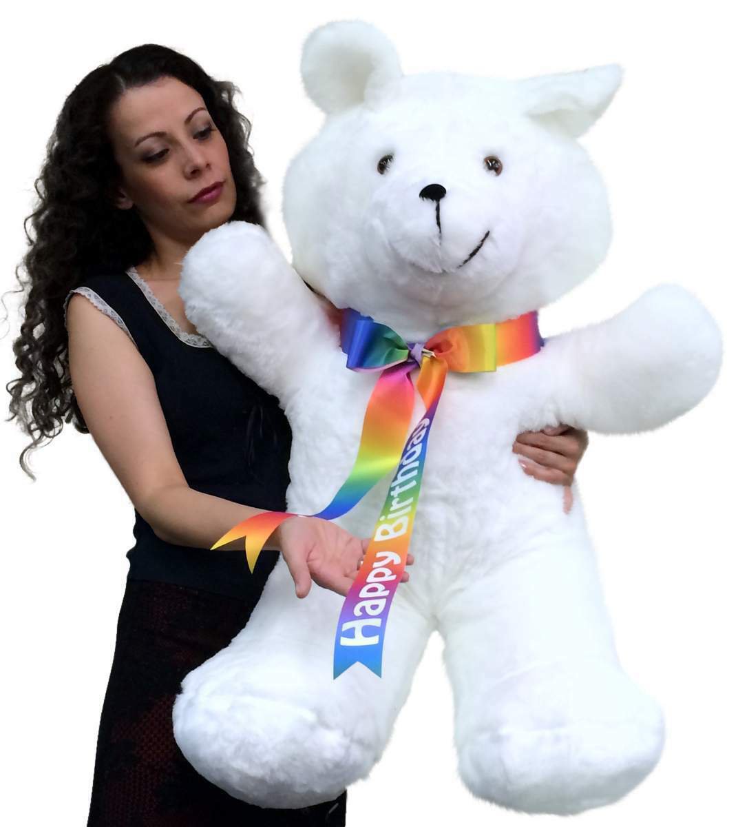Giant Teddy Bear 36 Inches Soft, Happy Birthday Neck Ribbon, Made in USA America
