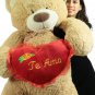Te Amo Giant Teddy Bear 5 Foot Soft Teddybear Holds Heart Pillow to Show Love