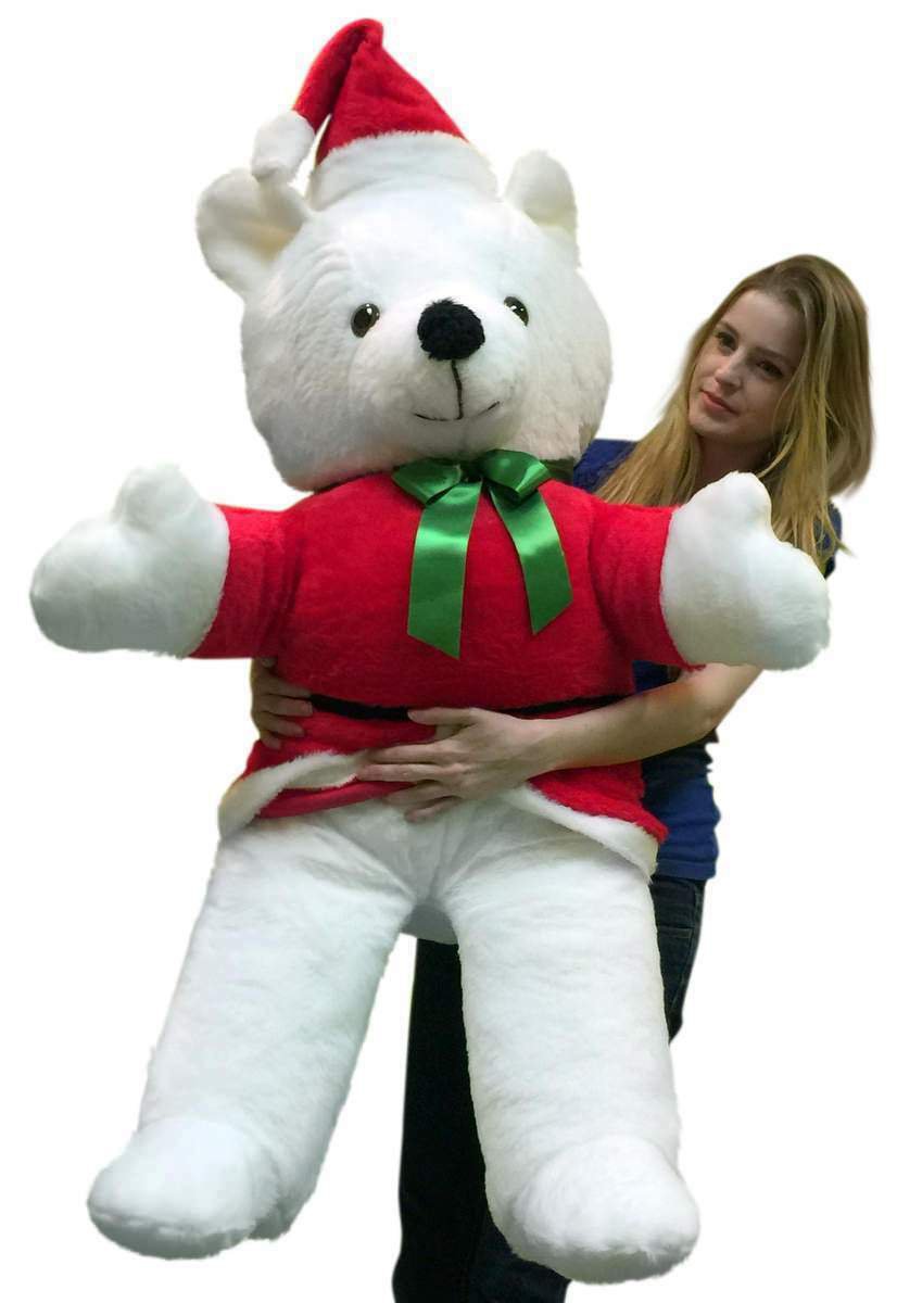 American Made Giant Santa Bear 54 Inch Soft Big Plush Life Size Christmas Teddy