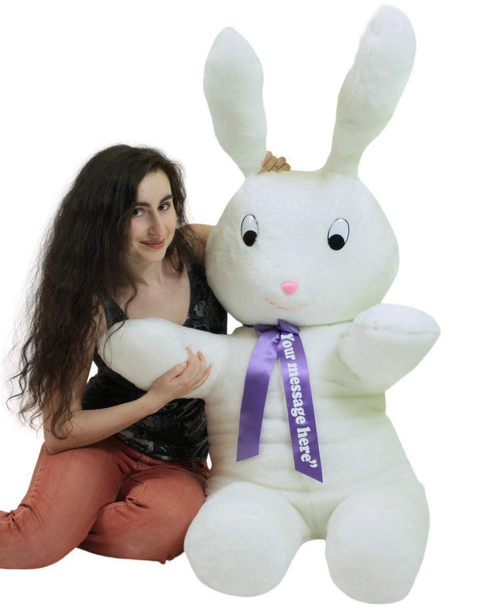 Personalized Giant Stuffed Bunny 60 Inch Soft Big Plush 5 Foot Rabbit Made USA