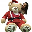 Giant Christmas Teddy Bear 60 Inch Soft, Wears Santa Claus Suit 5 Foot Xmas Bear