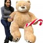 Christmas Big Plush Giant Teddy Bear 5 Foot Tan Soft Holding Plush Candy Cane