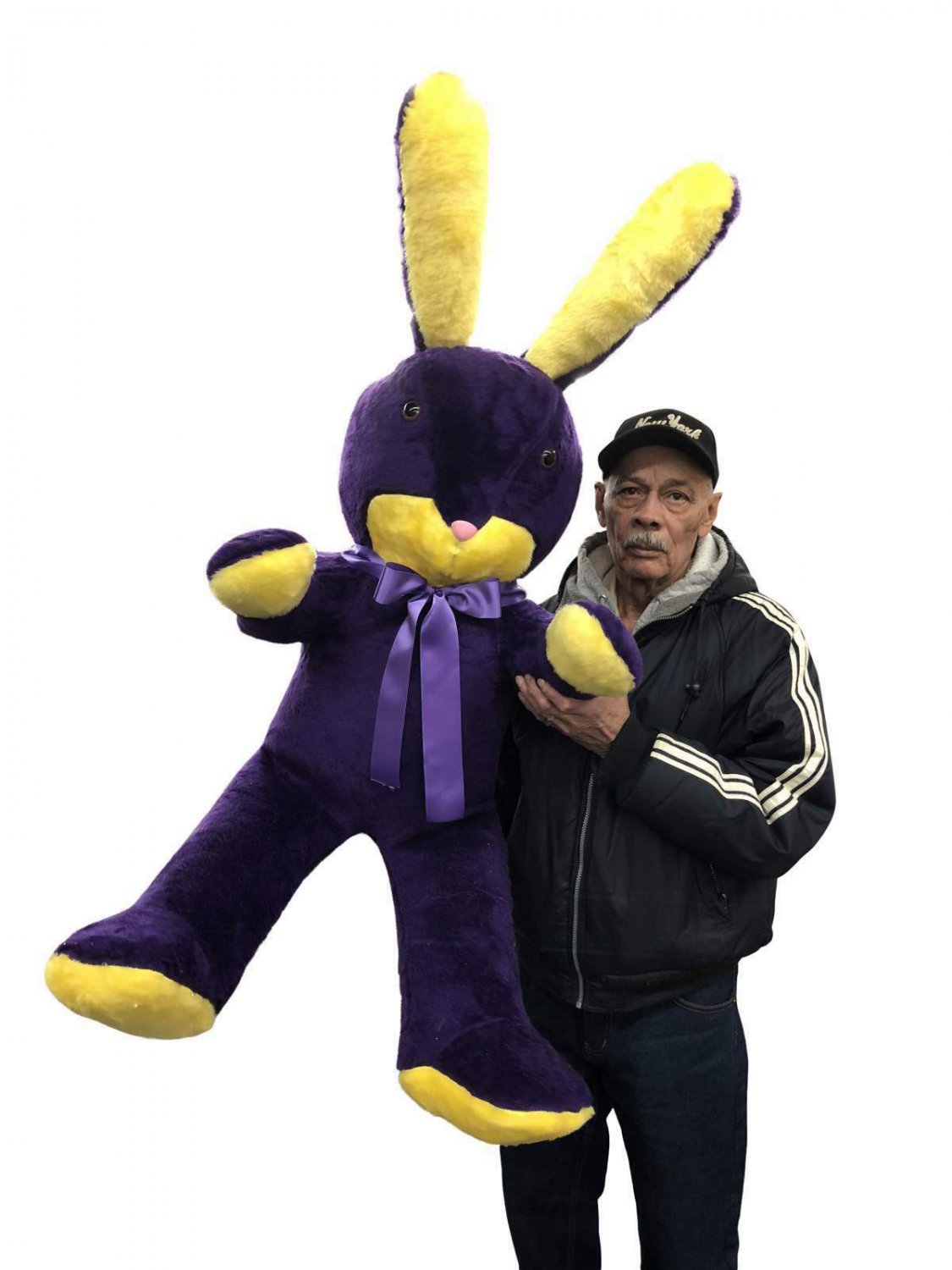 Giant Stuffed Easter Bunny 60 Inch Soft Big Plush 5 Foot Rabbit Purple Yellow