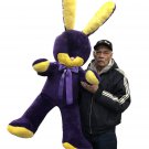 Giant Stuffed Easter Bunny 60 Inch Soft Big Plush 5 Foot Rabbit Purple Yellow