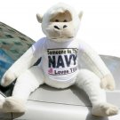 American Made Giant White Gorilla Wears Tshirt SOMEONE IN THE NAVY LOVES YOU