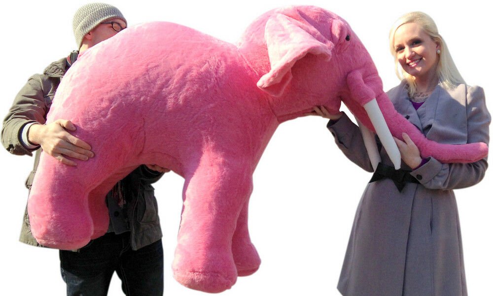 American Made Giant Stuffed Pink Elephant Huge 54 Inches Long 3 Feet Tall New