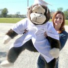 Giant Stuffed Monkey Gorilla 40-inches wearing White Graduation Gown and Cap