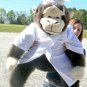 Giant Stuffed Monkey Gorilla 40-inches wearing White Graduation Gown and Cap