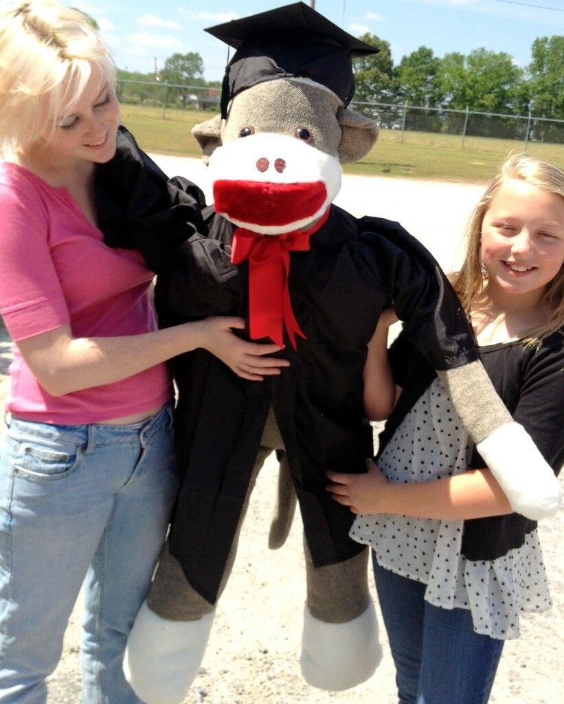 American Made Giant Graduation Sock Monkey 54 Inch Soft Brand New 4.5 Feet Tall