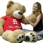 5 Foot Giant Teddy Bear Soft 60 Inch New, Wears T-shirt I LOVE YOU THIS MUCH