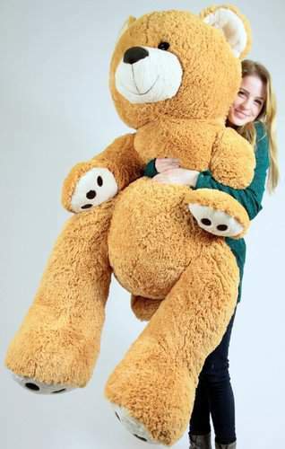 Big Plush Giant Teddy Bear 5 Feet Tall Honey Brown Color Soft Big Teddy Bear