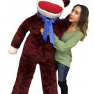 Big Plush Maroon Color 6 Foot Giant Sock Monkey Soft Huge Stuffed Animal US Made