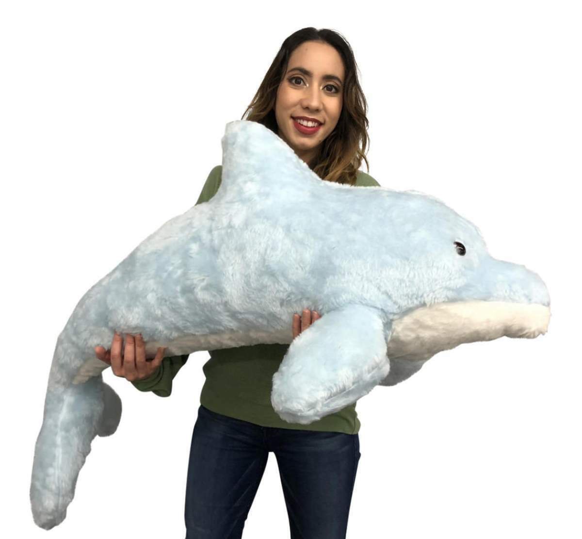American Made Giant Stuffed Dolphin 46 Inch Soft Plush Blue Color Made in USA