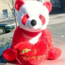 American Made Giant Stuffed Red Panda Bear 32 Inch Soft with I Love You Heart