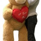 I Love You Giant Teddy Bear 5 Foot Soft Tan Color 60 Inches, Holds Large Heart