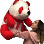 Valentines Day Gift Red White Giant Stuffed Panda 34 Inch Jumbo Soft Plush Bear