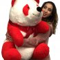Valentines Day Gift Red White Giant Stuffed Panda 34 Inch Jumbo Soft Plush Bear