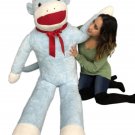 Big Plush Blue Color 6 Foot Giant Sock Monkey Soft Huge Stuffed Animal Made USA