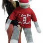 Big Plush Giant  Sock Monkey 54 Inches Soft, Wears  T-shirt I LOVE YOU THIS MUCH