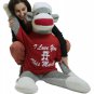 Big Plush Giant  Sock Monkey 54 Inches Soft, Wears  T-shirt I LOVE YOU THIS MUCH