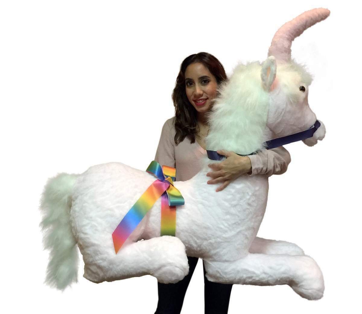American Made Pink Giant Stuffed Unicorn Soft 4 Feet Wide, 3 Feet Tall
