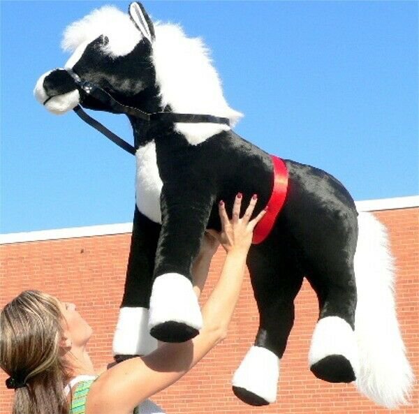 American Made Giant Stuffed Black Pony 36 Inch Soft Plush Horse Made in USA