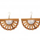 Women's Bamboo Vintage Bohemian Wood  Drop Earrings fan earrings
