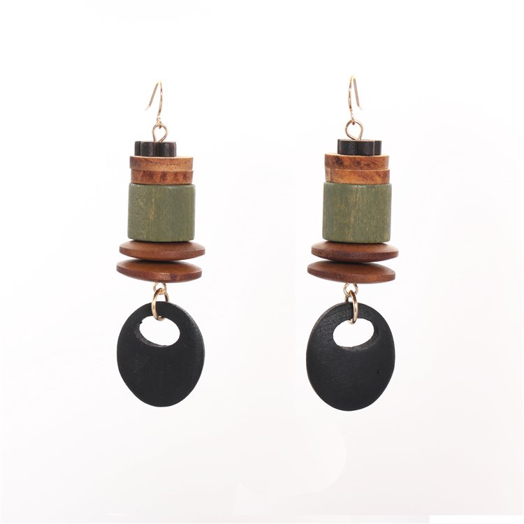 Geometric wood element Statement Drop earrings | TopStunning
