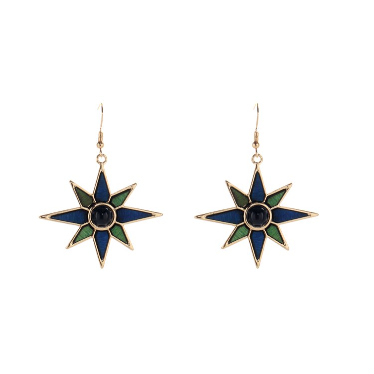 Retro Wood Star Drop earrings | TopStunning