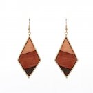 Geometric wood Statement Drop earrings | TopStunning