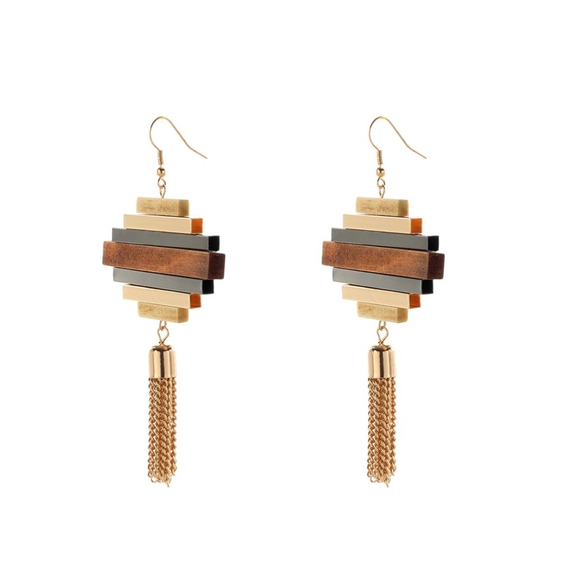 Wood Tassel Fabulous Statement Drop earrings | TopStunning