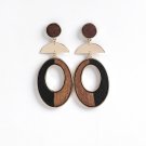 Wood Hoop Linked Statement Drop earrings | TopStunning