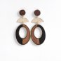 Wood Hoop Linked Statement Drop earrings | TopStunning