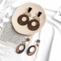 Wood Hoop Linked Statement Drop earrings | TopStunning