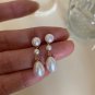 White Glass Pearl Gold Plated Statement Drop earrings | Topstunning