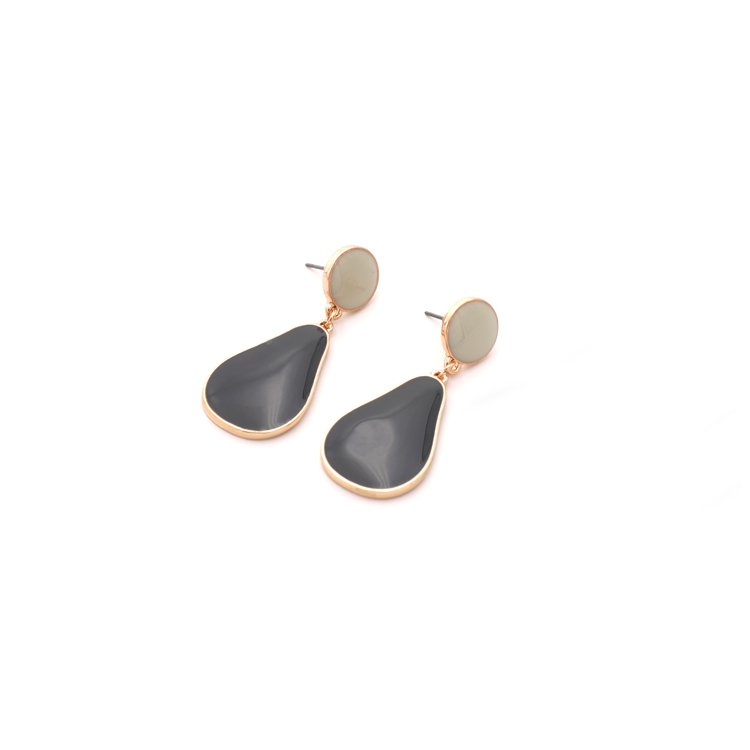 Gold Plated Grey Glowing Drop Shaped Statement Earrings | TopStunning