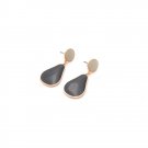 Gold Plated Grey Glowing Drop Shaped Statement Earrings | TopStunning