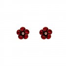 Gold Plated Red Glowing Flower Shaped Studs | TopStunning