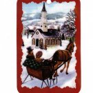 Horse Drawn Sleigh Church Winter Christmas Window/Wall Ornament Plaque Sign Horse Drawn Sleigh Church Winter Christmas Window/Wall Ornament Plaque Sign