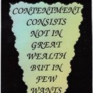 Contentment Consists Not In Great Wealth 1041 Love Notes 3" x 4" Inspirational Saying Contentment Consists Not In Great Wealth 1041 Love Notes 3" x 4" Inspirational Saying