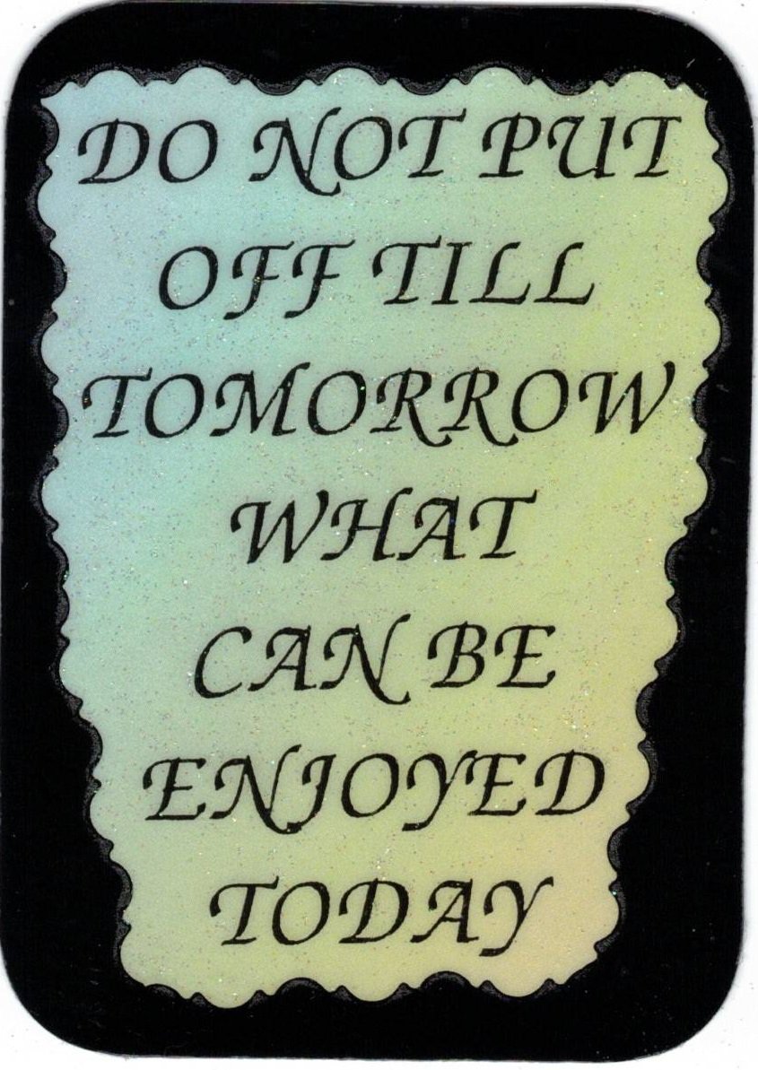 Do Not Put Off Till Tomorrow What Can Be Enjoyed 1062 Love Notes 3" x 4" Inspirational Saying