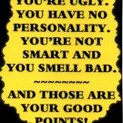 3285 Humorous Refrigerator Magnet Sign You're Ugly You Have No Personality