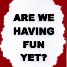 3269 Humorous Refrigerator Magnet Sign Are We Having Fun Yet? Funny Comic Gift