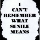 3310 Humorous Refrigerator Magnet Sign I Can't Remember What Senile Means 3310 Humorous Refrigerator Magnet Sign I Can't Remember What Senile Means
