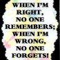 3046 Humorous Refrigerator Magnet Signs When I'm Right No One Remembers Wrong